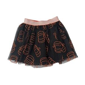 Cat & Jack Halloween Pumpkin Orange/Black Tulle Skirt Size XS‎ 4-5